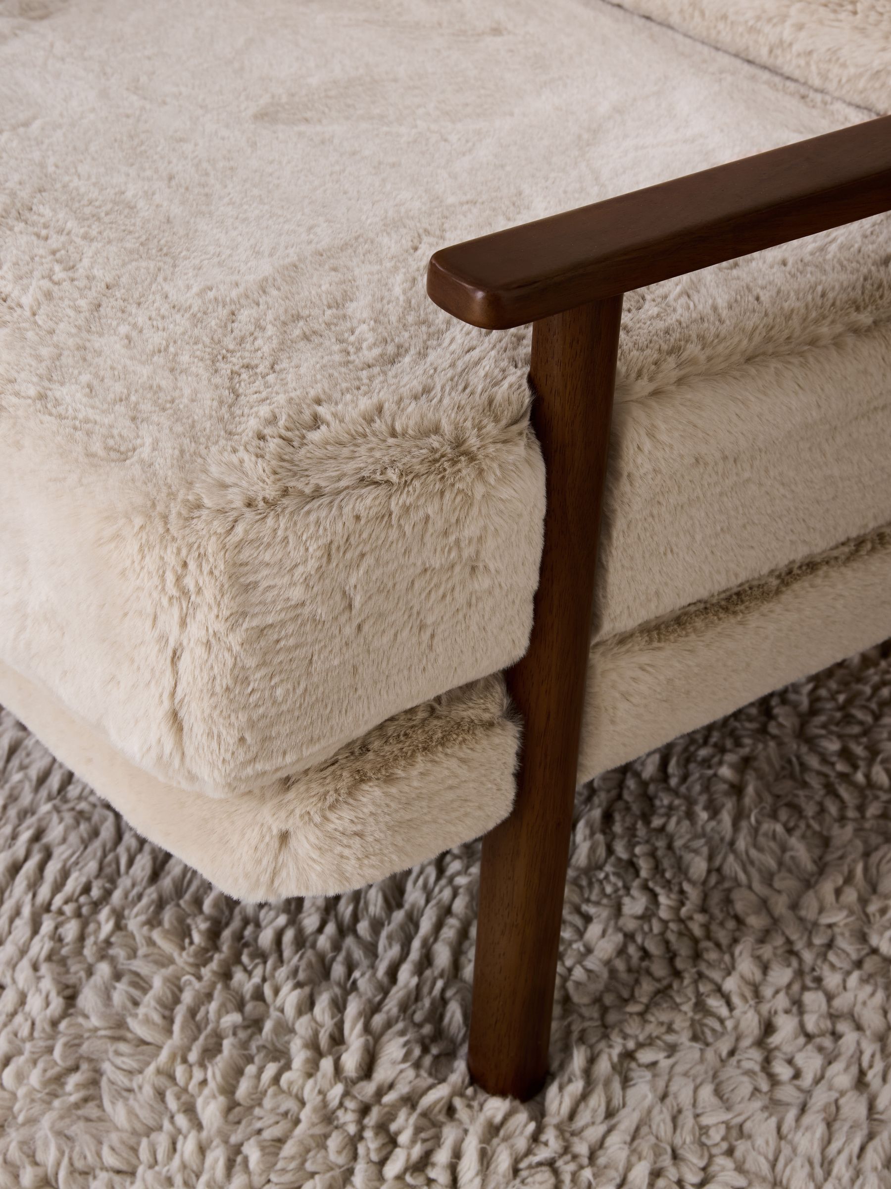 Lars Accent Chair in Taupe Natural Arctic Faux Fur