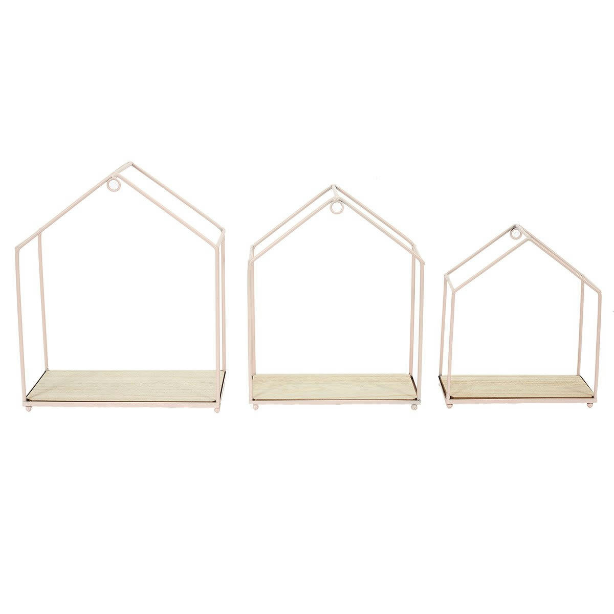 - Étagères filaires maison rose - Lot de 3