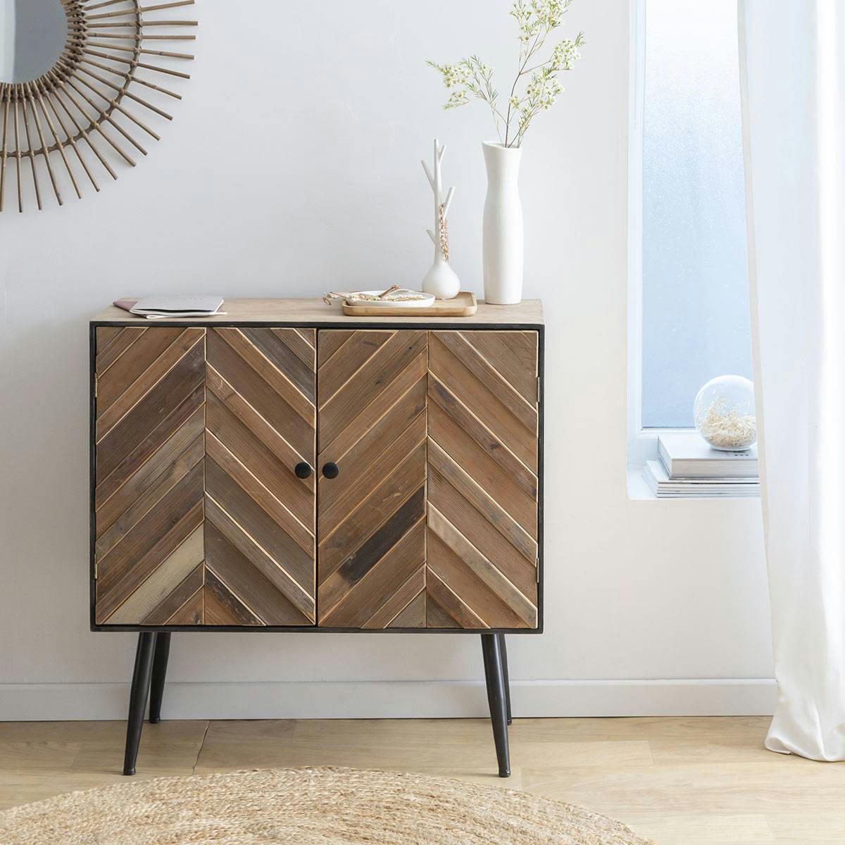 - Buffet en bois marron 80 cm