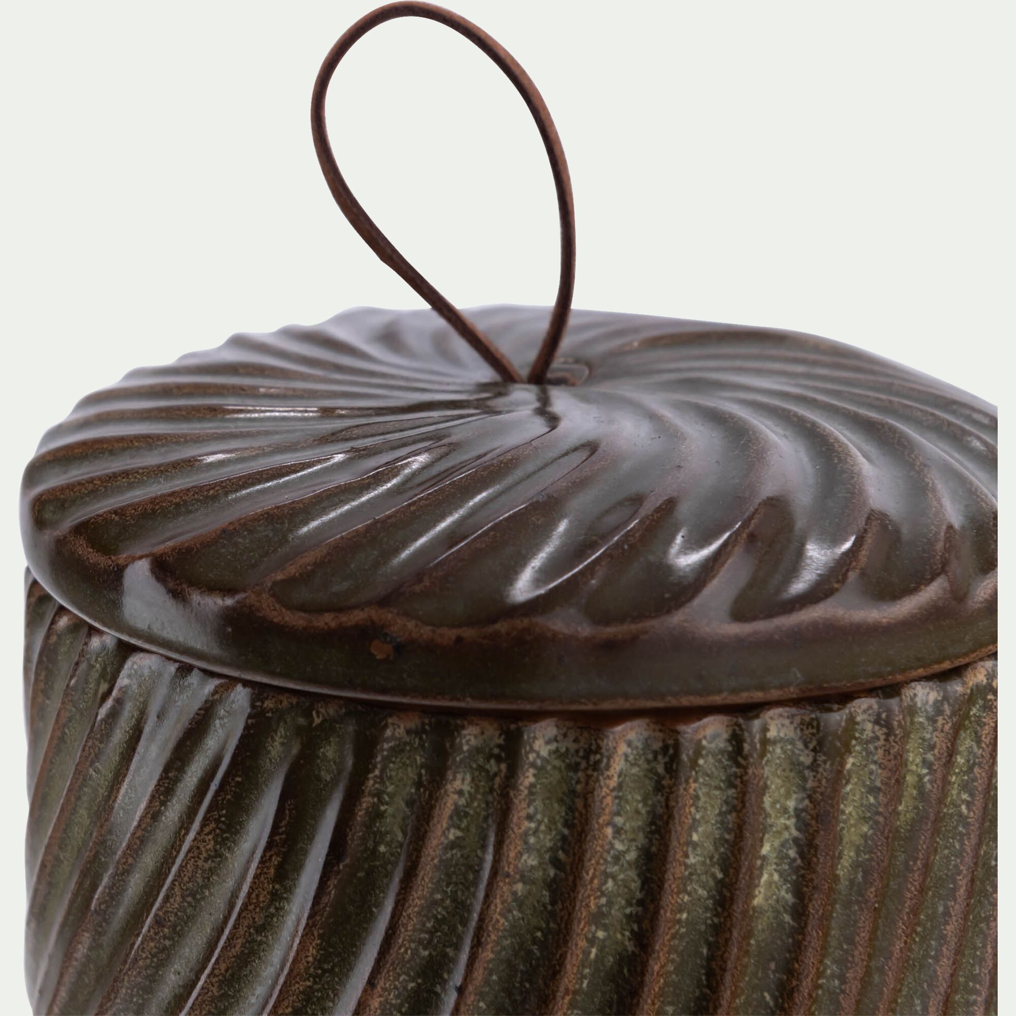 NOYON - Boite déco en céramique D9,1xH7,5cm - marron
