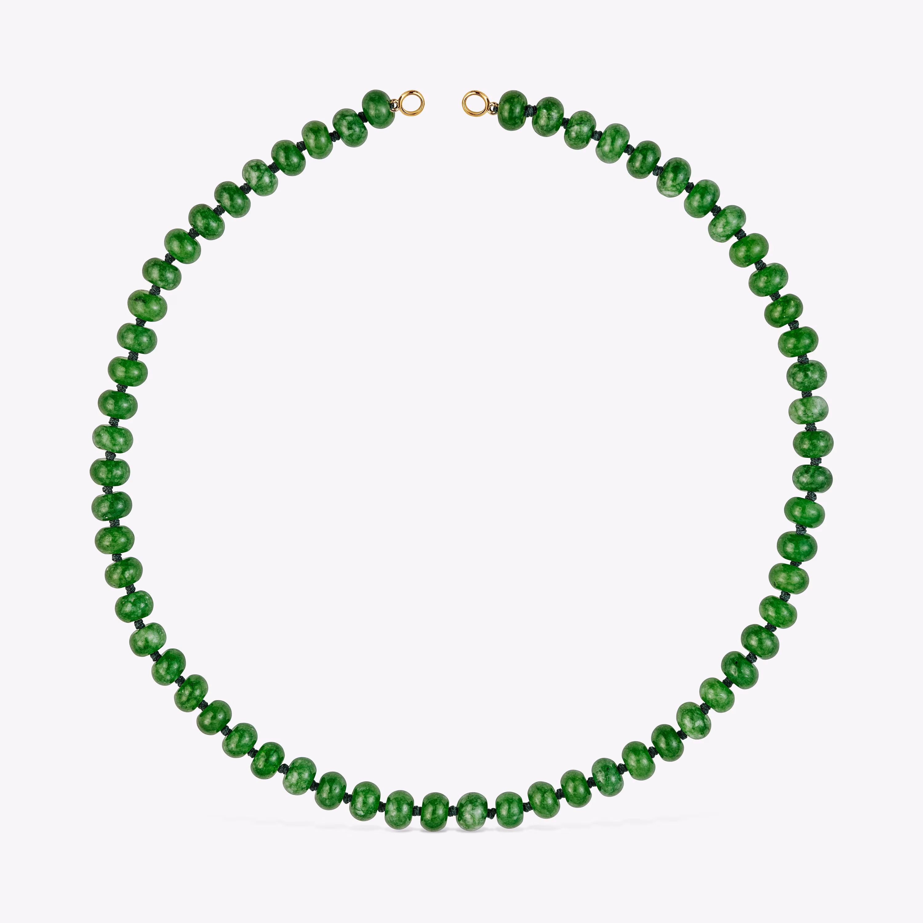 Gargantilla con baño de oro 18 kt sobre plata y cuarzita verde Hold Oval