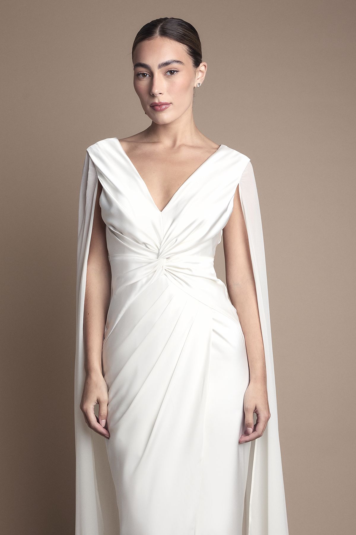 Coast Satin Cape Sleeve Maxi Wedding Dress