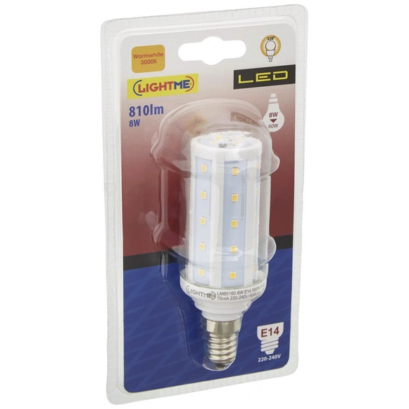 Leuchtmittel, 8 W, E14, 3000 K, warmweiß, 810 lm
