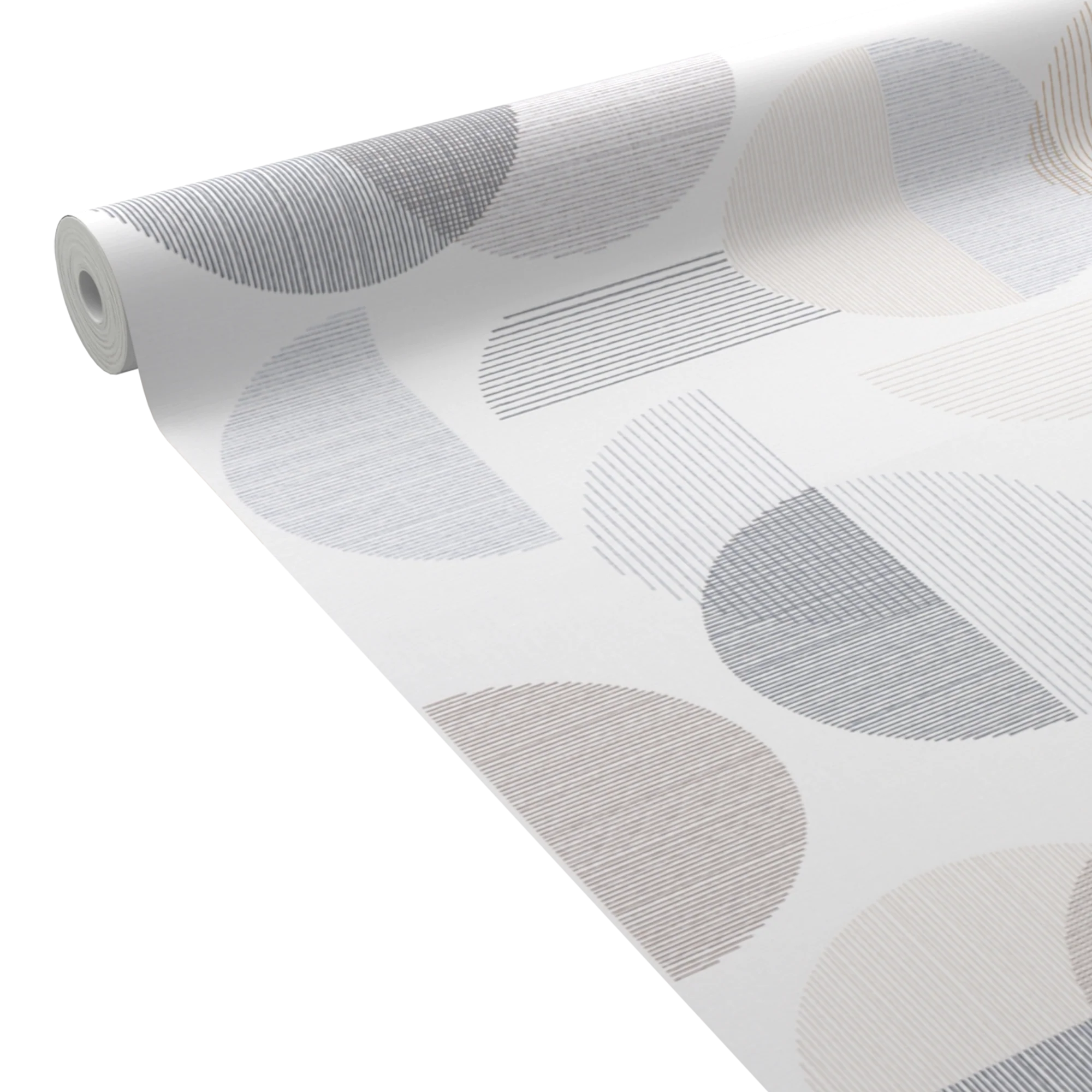 Papier peint intissé RING coloris blanc et gris