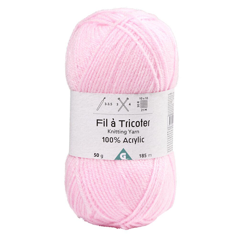 Fil à tricoter acrylique 50g rose