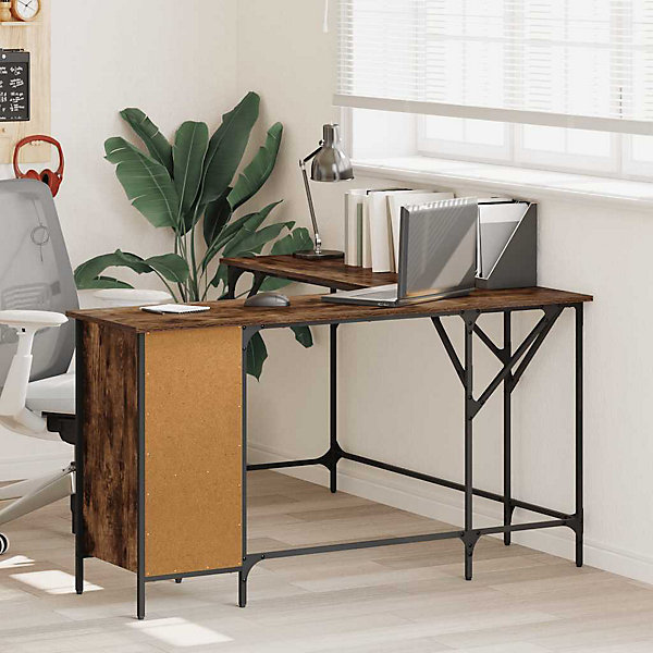 Bureau chêne fumé 141x141x75 cm bois d'ingénierie vidaXL