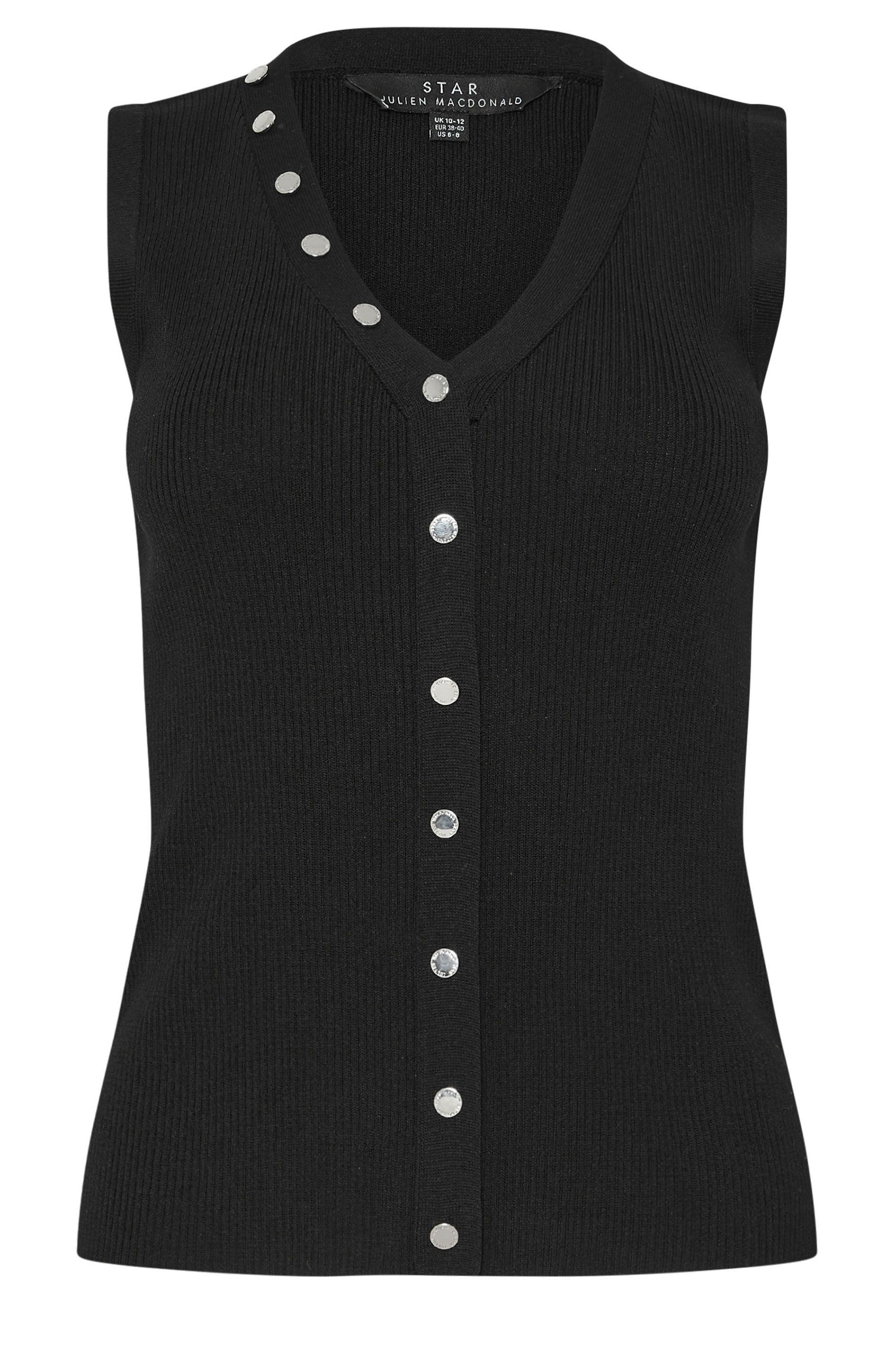 Star by Julien Macdonald Ribbed Button Bust Vest Top