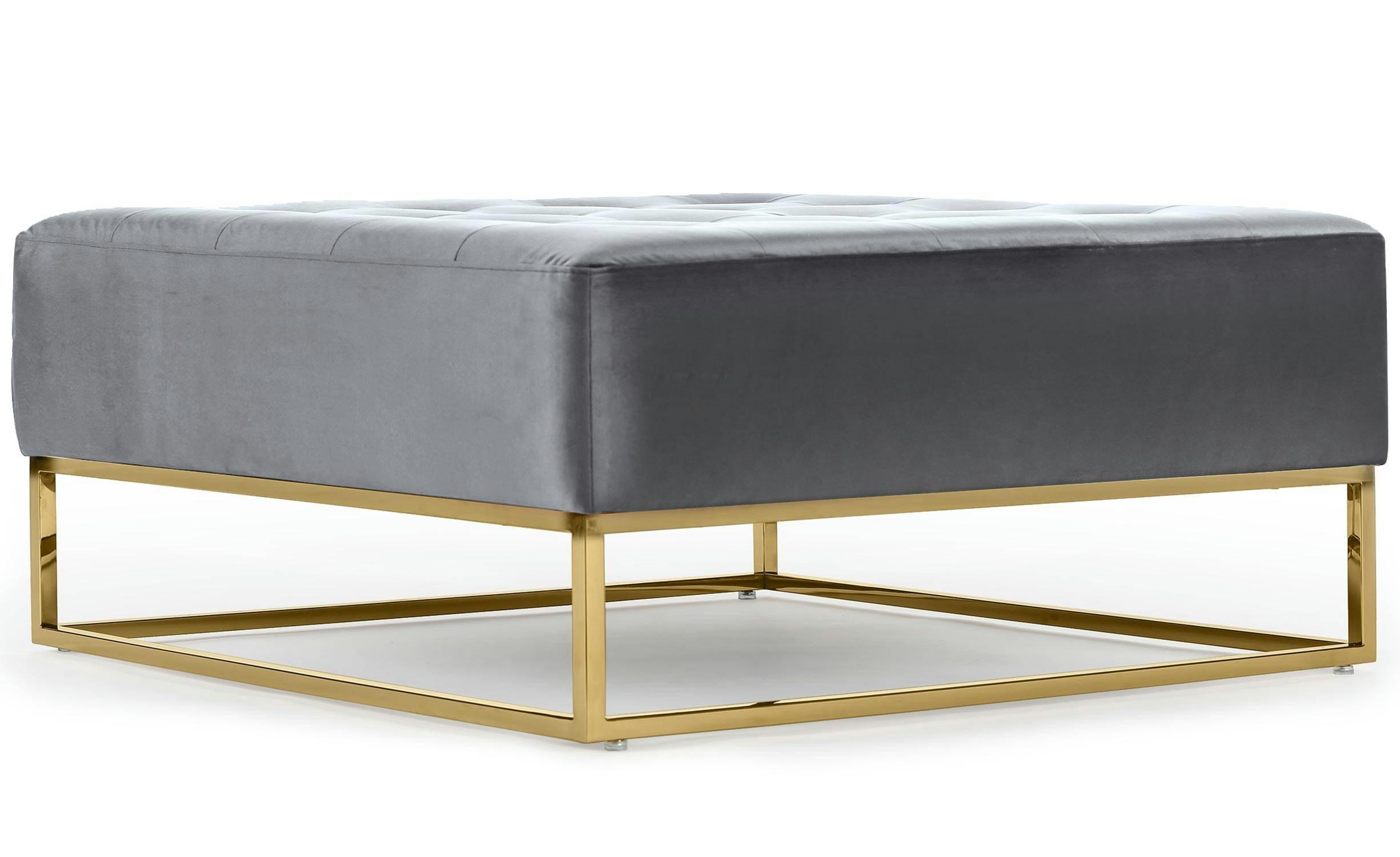 HUDSON - Pouf carré velours argent