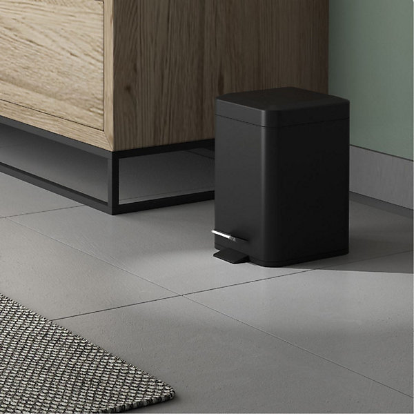 Corbeille Rectangulaire 5L En Aluminium Noir Mat