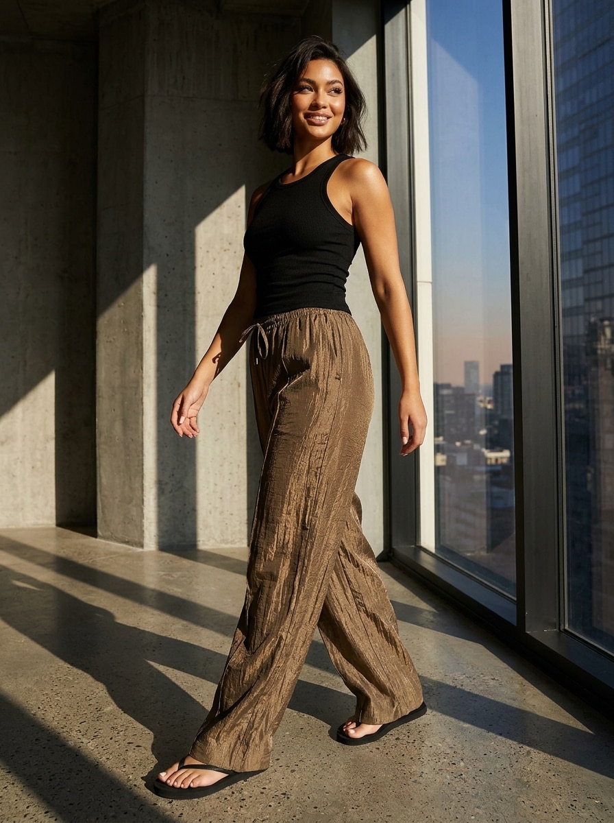 Wiskozowe spodnie wide leg