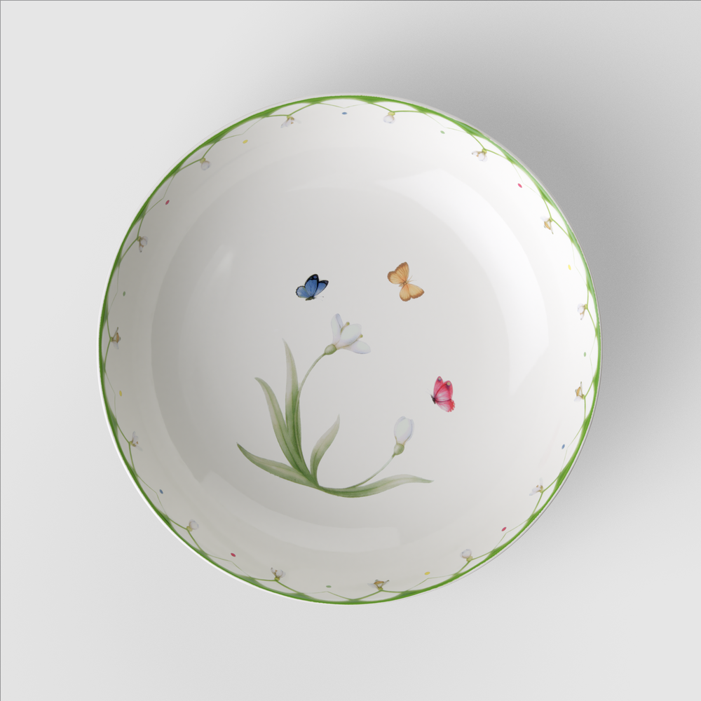 Colourful Spring Appetizer/ Dessert Bowl - Green, 12.6 oz, Premium Porcelain