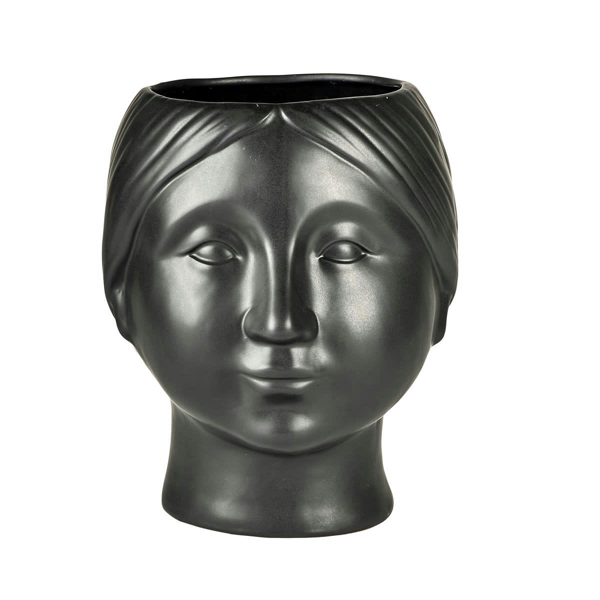 LIVING - Cache-pot forme visage en argile noir