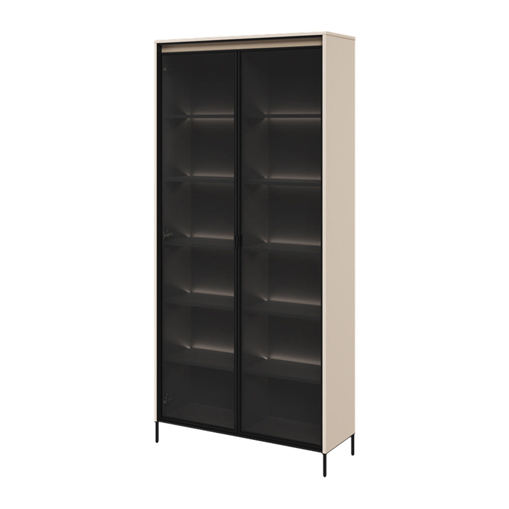 by fonQ Brive Vitrinekast met Verlichting H 196 x B 92 cm - Zand