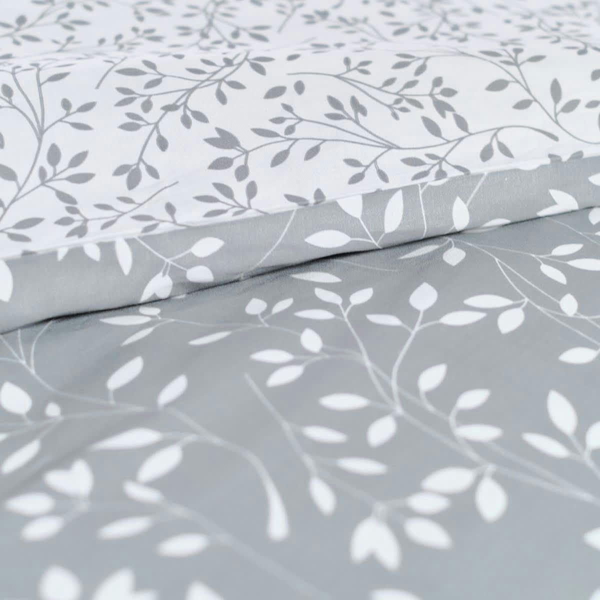 LEAVES - Parure de lit en Coton Gris 240x220 cm