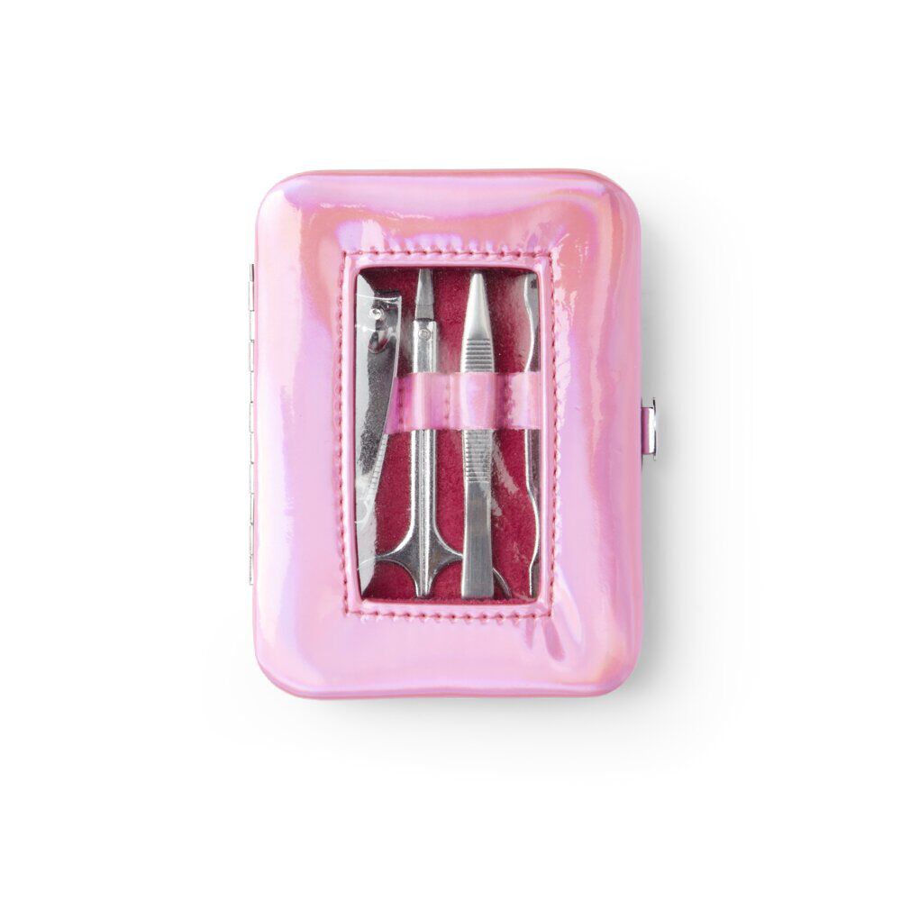 Set manucure 5 pièces avec trousse iridescente - 4 modèles