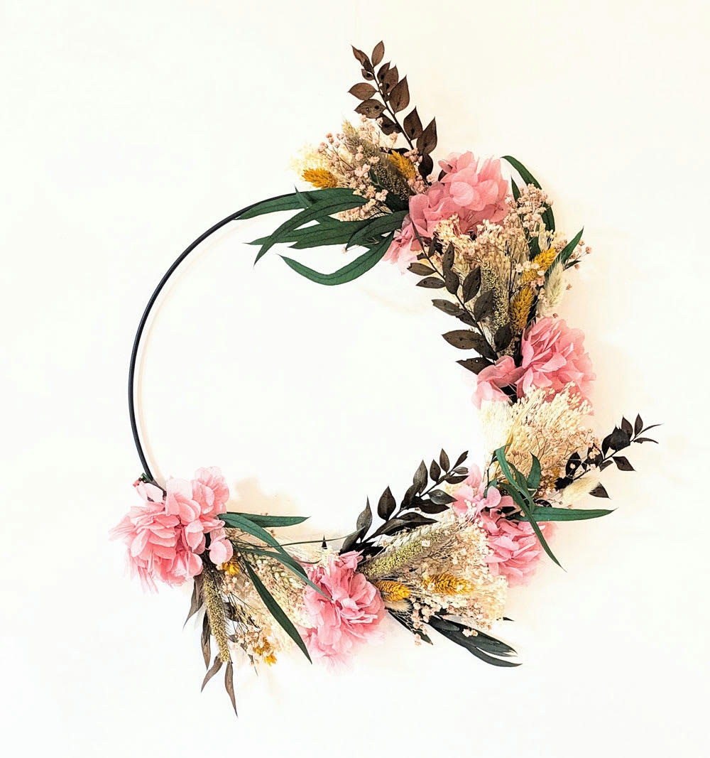 - Couronne murale de fleurs séchées Honorine D30cm