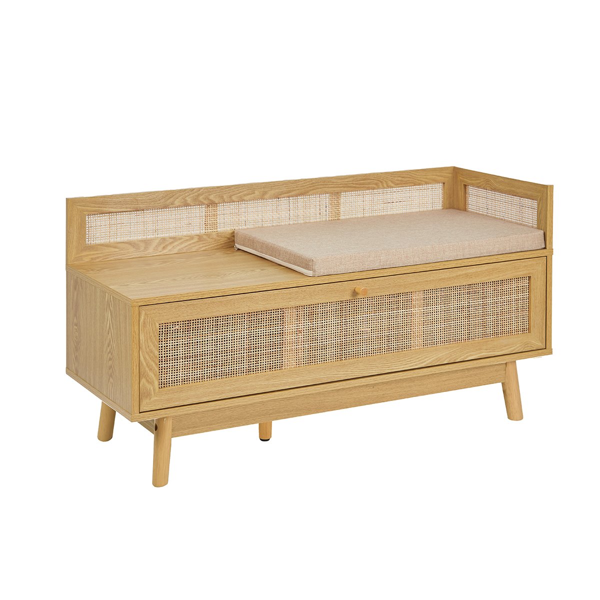 Banco para arrumação em rattan