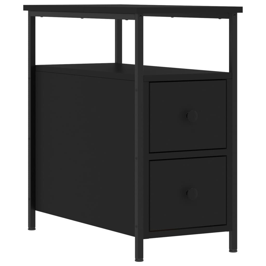 Szafka Nocna Stolik Czarna z Regulowanymi Nóżkami Do Sypialni 30x60x60 cm