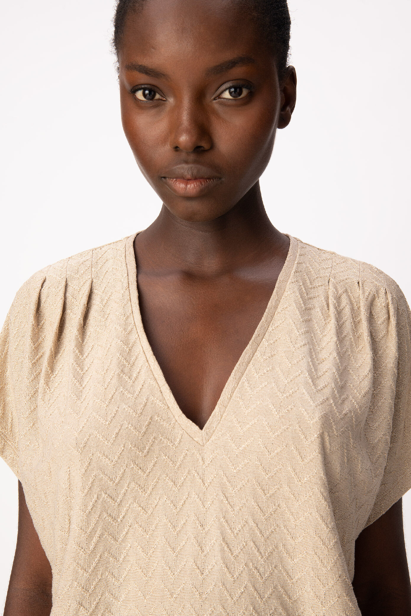 Tee-shirt loose noir tricot lurex fantaisie Femme