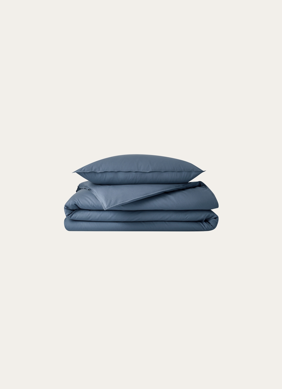 TAIE D'OREILLER UNIE EN COTON LAVÉ BIO GRIS BLEU