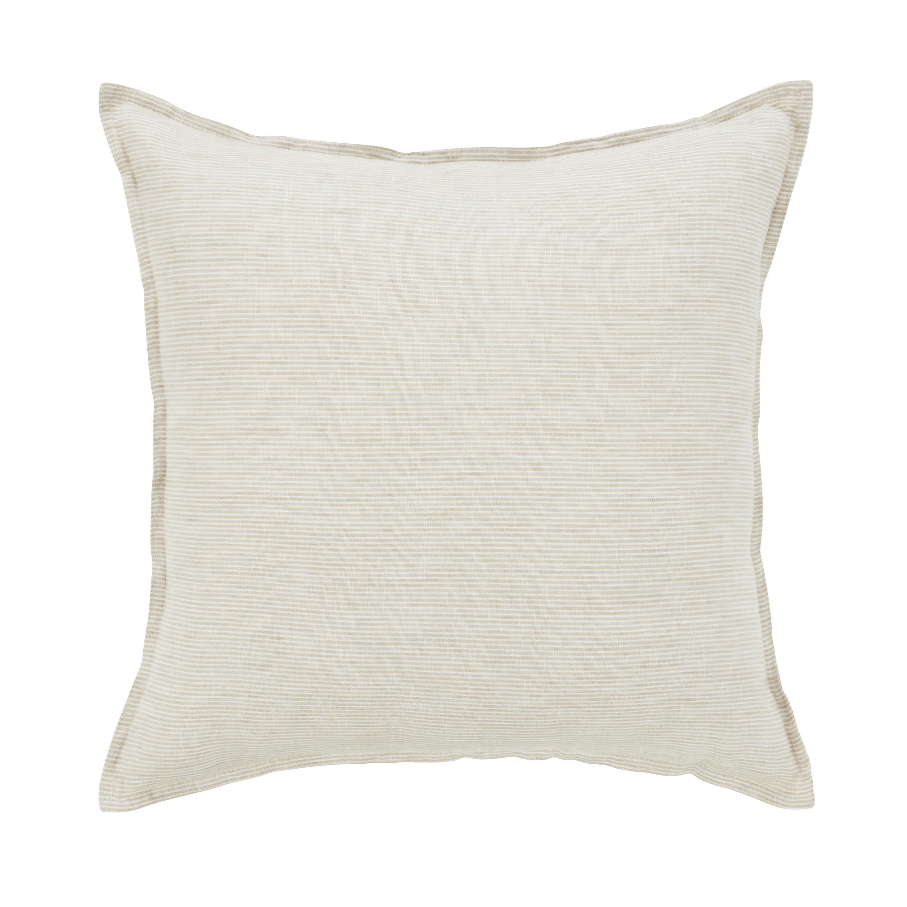 - Coussin en lin lavé tissé rayé beige 45x45