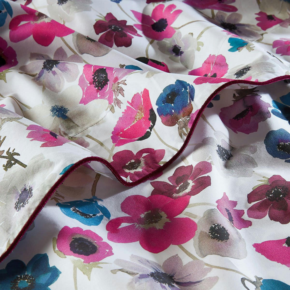 PRAIRIE - Drap plat percale rose foncé 240x295 cm