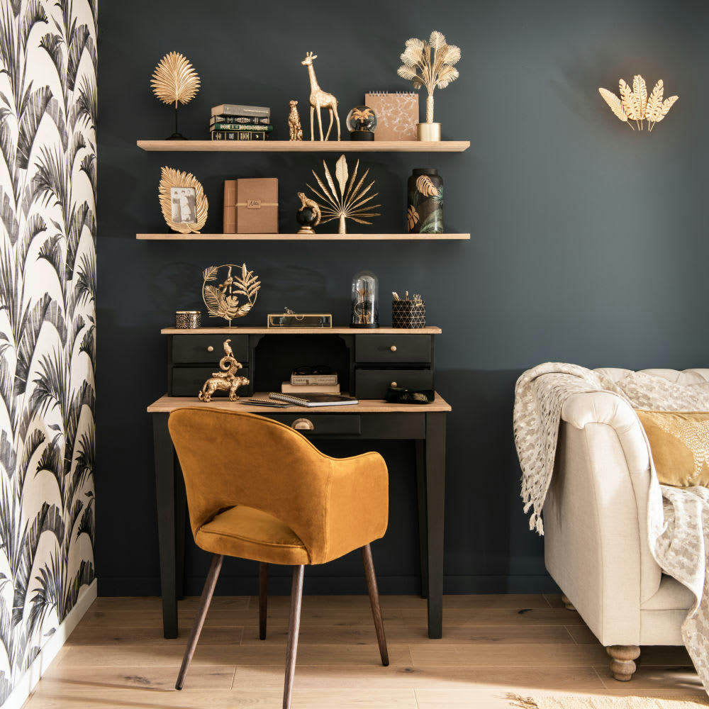 - Boule à neige dorée palmier et panthère noire