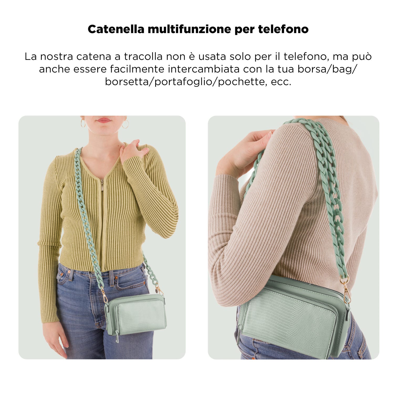 Tracolla smartphone e borsetta celeste 120 cm – Fashionally