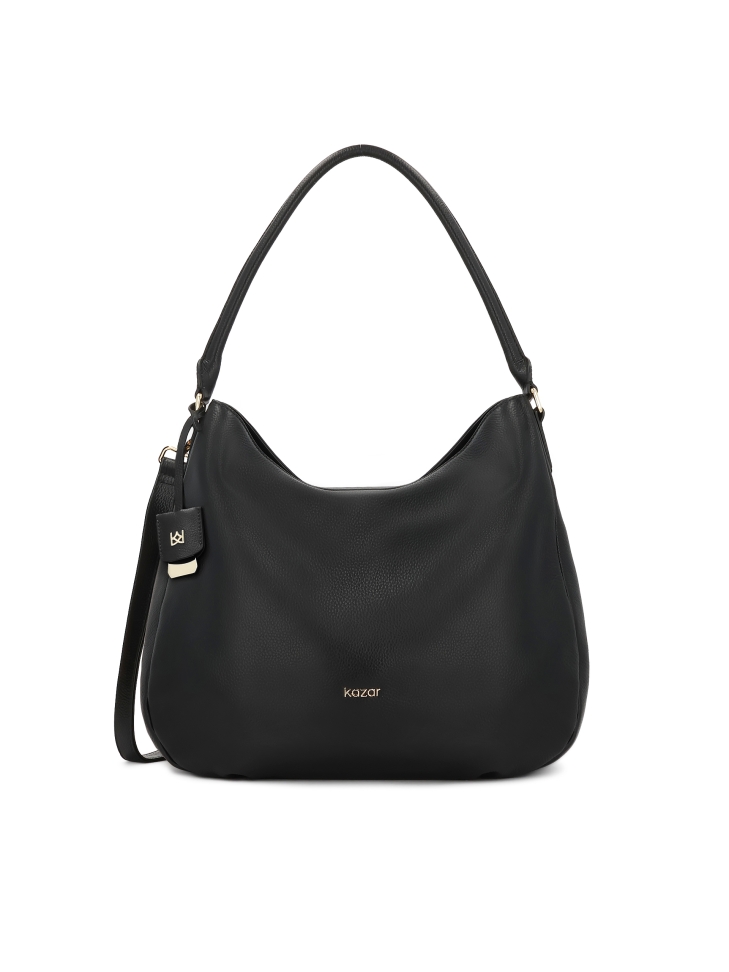 Black leather hobo bag