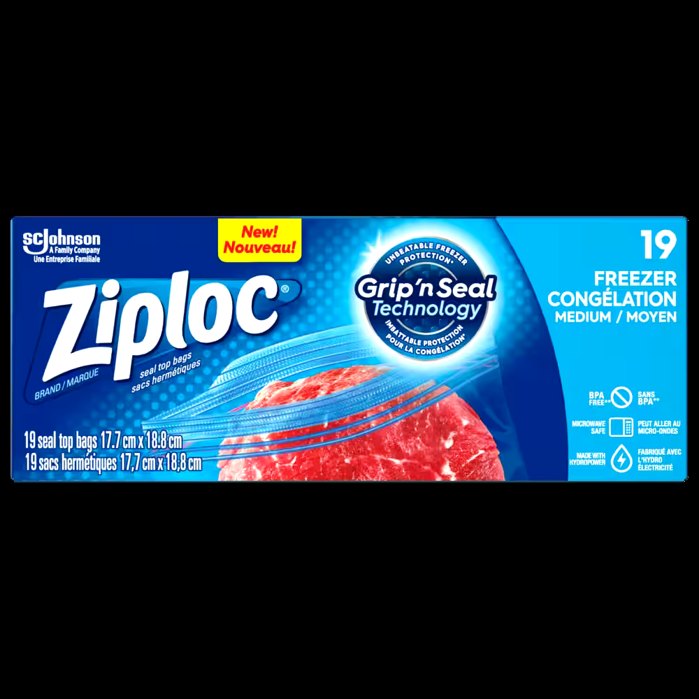 Ziploc Medium Plastic Freezer Bags, 950-mL, 19-pk