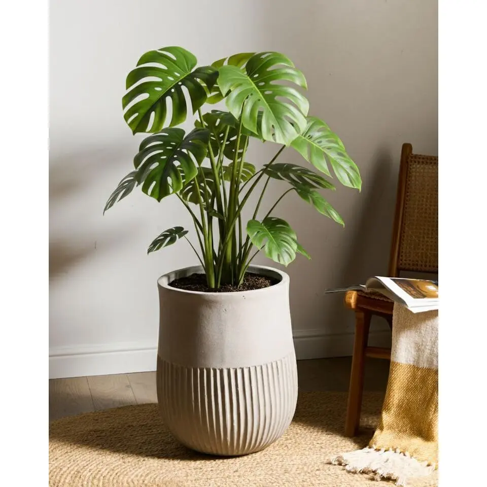 PYLAROS - Bloempot - Grijs - 36 x 36 x 46 cm - Klei-vezelmengsel