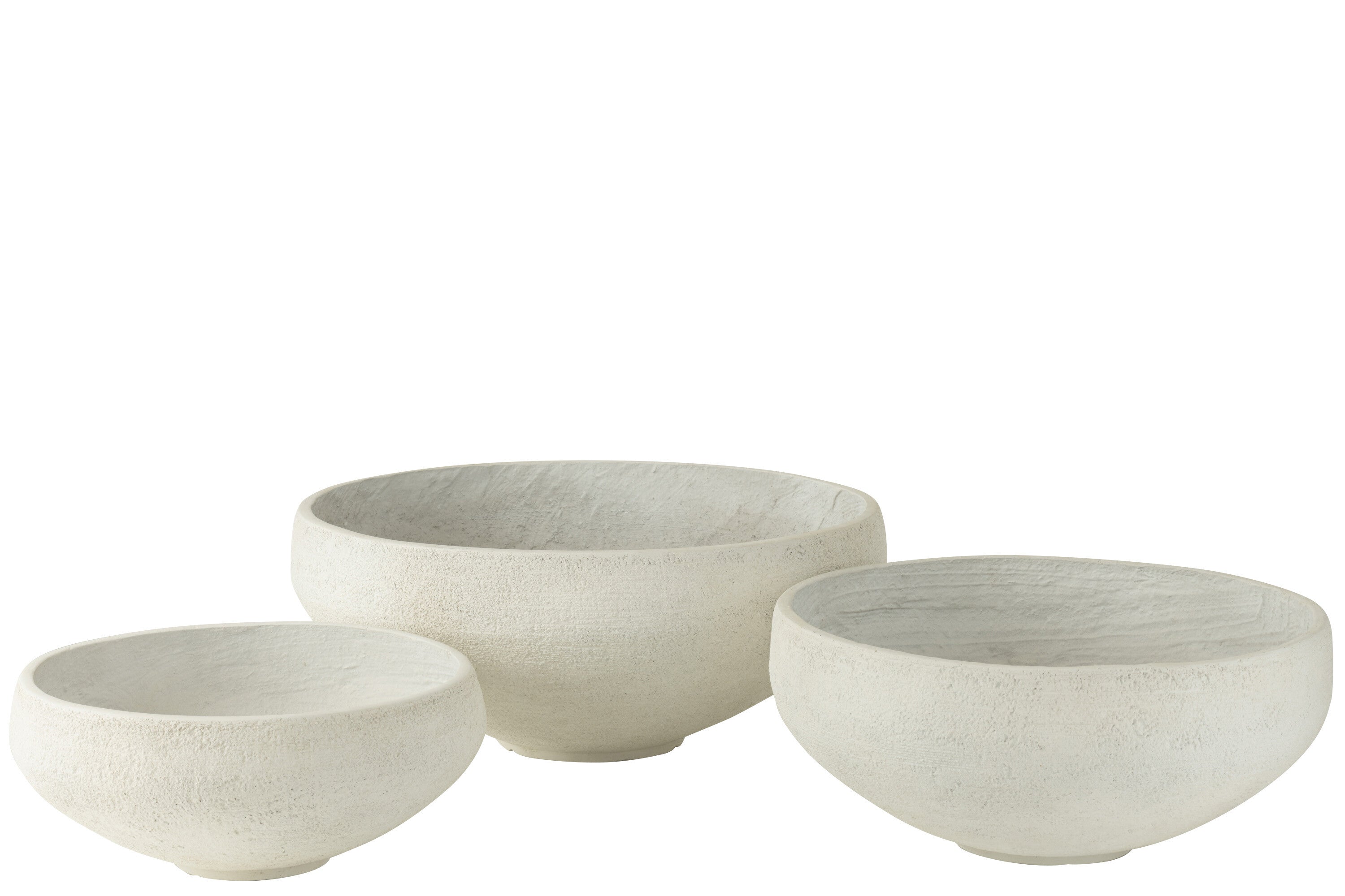 J-Line schaal Vezelklei - keramiek - wit - 3 stuks - Ø 69.5 cm
