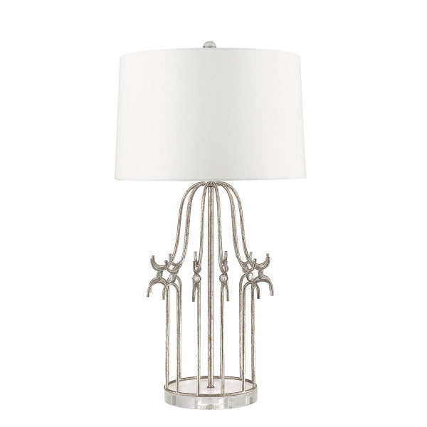Lampa stołowa glamour srebrno-kremowa Stella 1xE27x100WGilded Nola