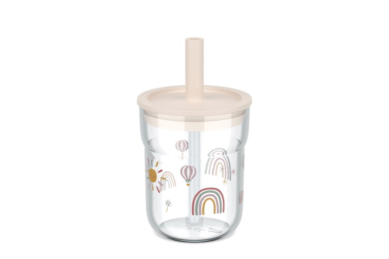 kinderglas mio 250 ml met rietje - sunshine & rainbow