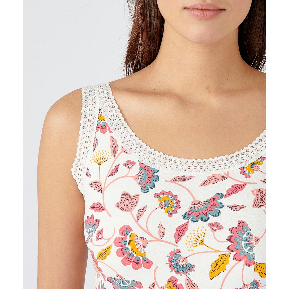 Débardeur coton col dentelle Essential