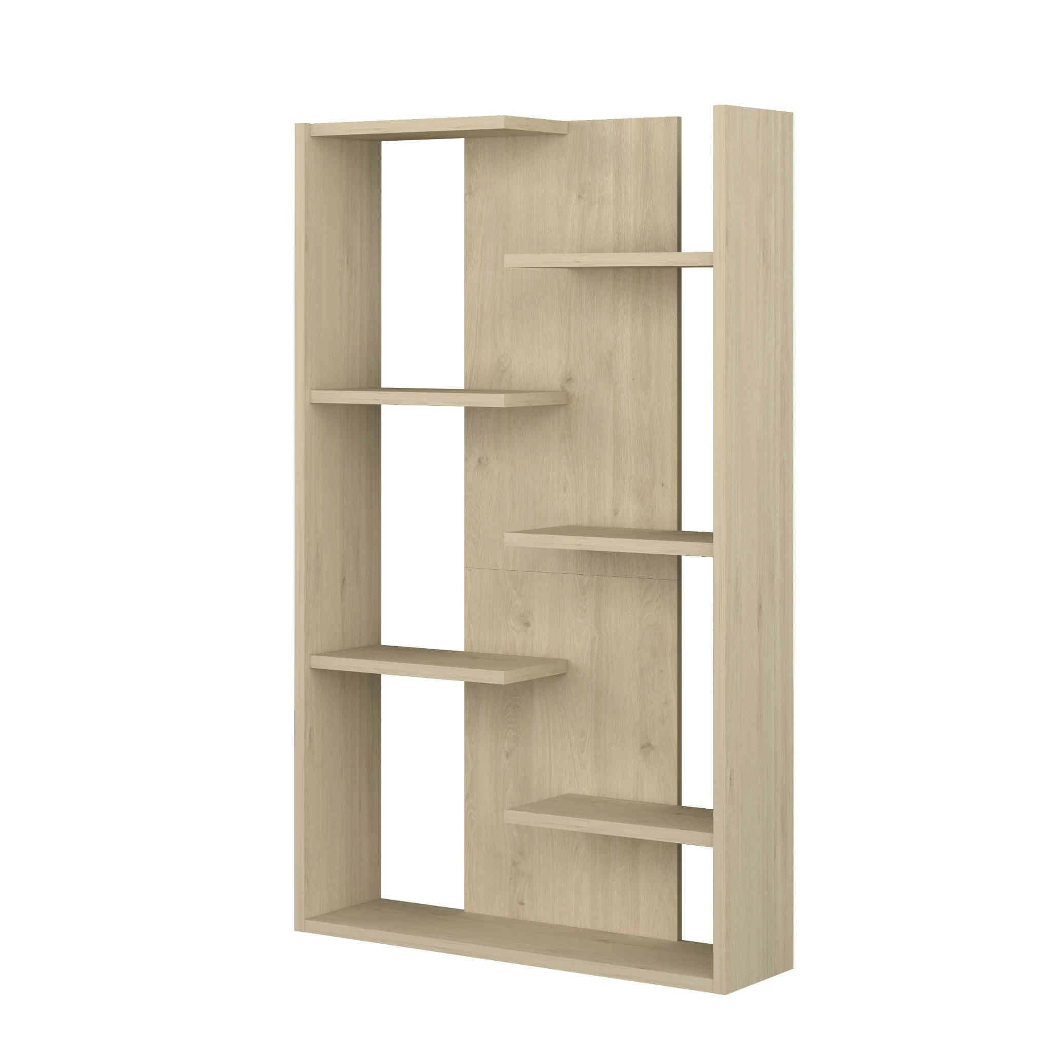 - Bibliothèque 7 étagères 7 cases bois clair