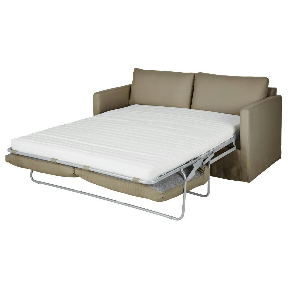 Julia - Canapé convertible 2/3 places taupe, matelas 10 cm