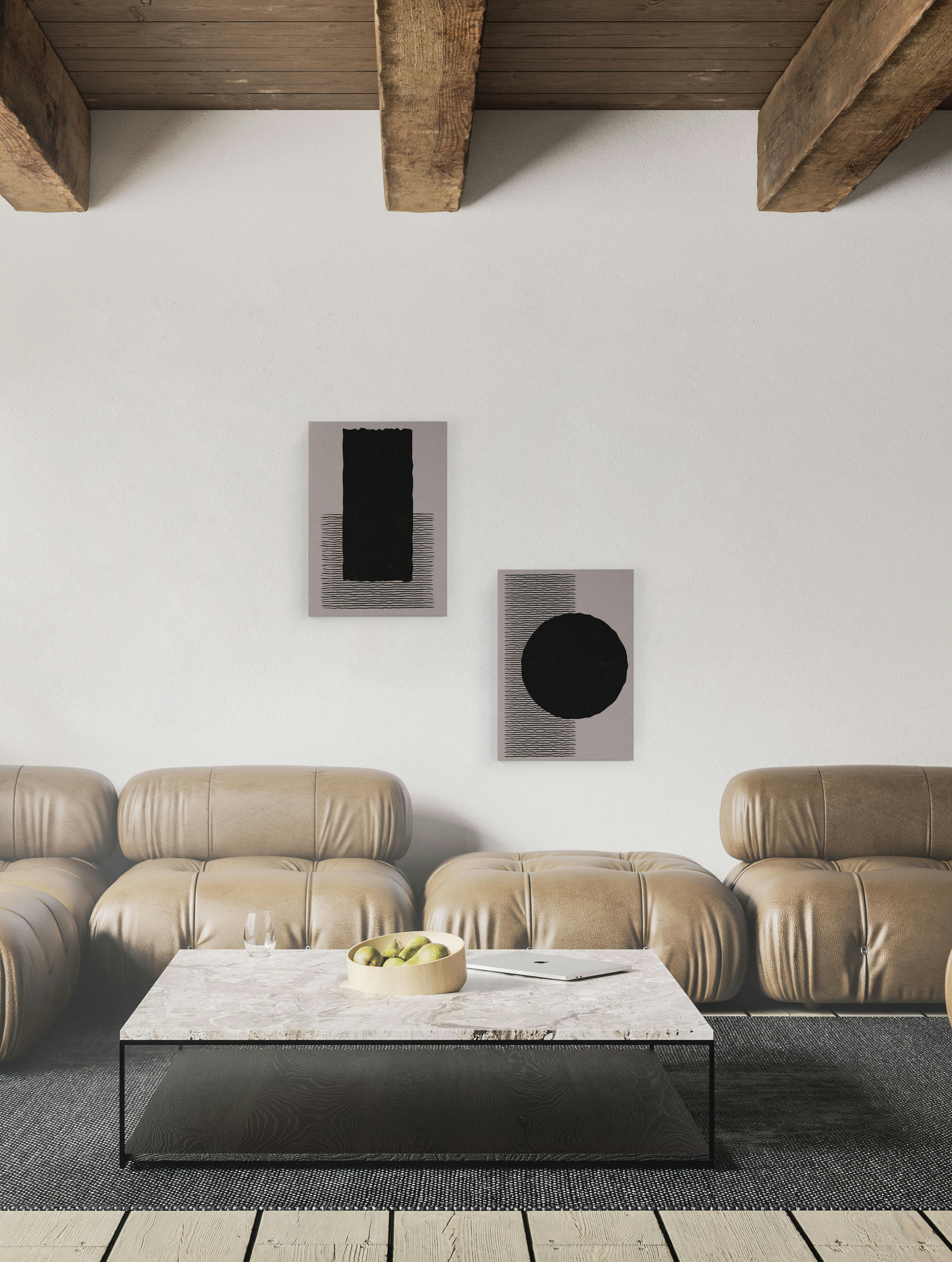 ROUND BLACK - Peinture sur toile 60x40 imprimé HD rond noir