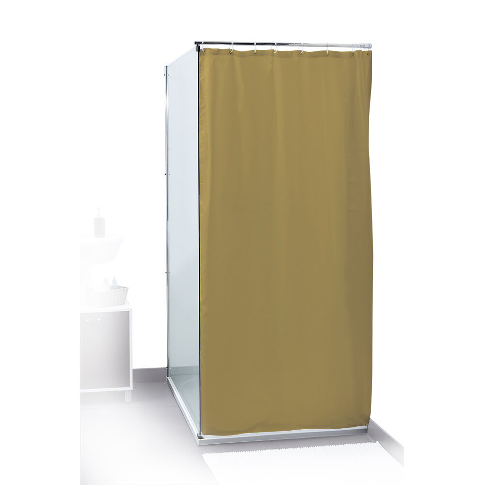 Rideau de douche uni ocre jaune 180x200cm 100% polyester