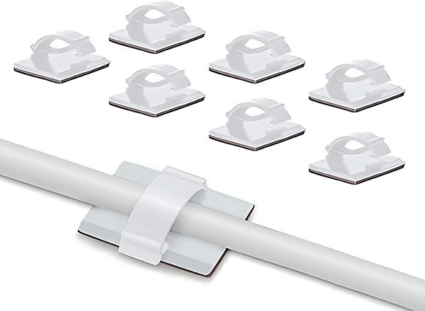 Elfcam - Clips Câble Adhésif Réglable pour Fibre Optique, Maison/Bureau, Attache Fil (Lot de 50)