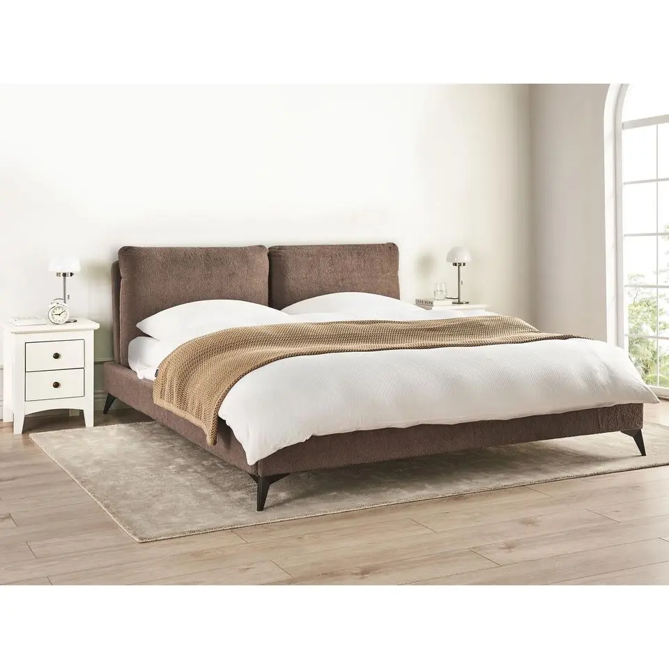 MELLE - Tweepersoonsbed - Bruin - 180 x 200 cm - Boucl&eacute;