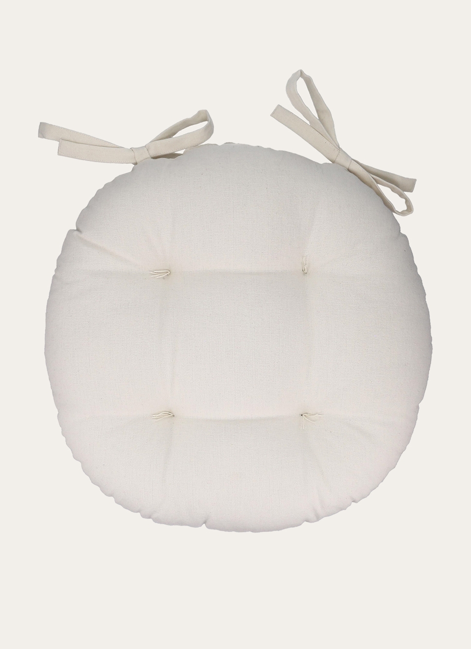 DESSUS DE CHAISE ROND EN COTON AVEC LIENS à NOUER ÉCRU