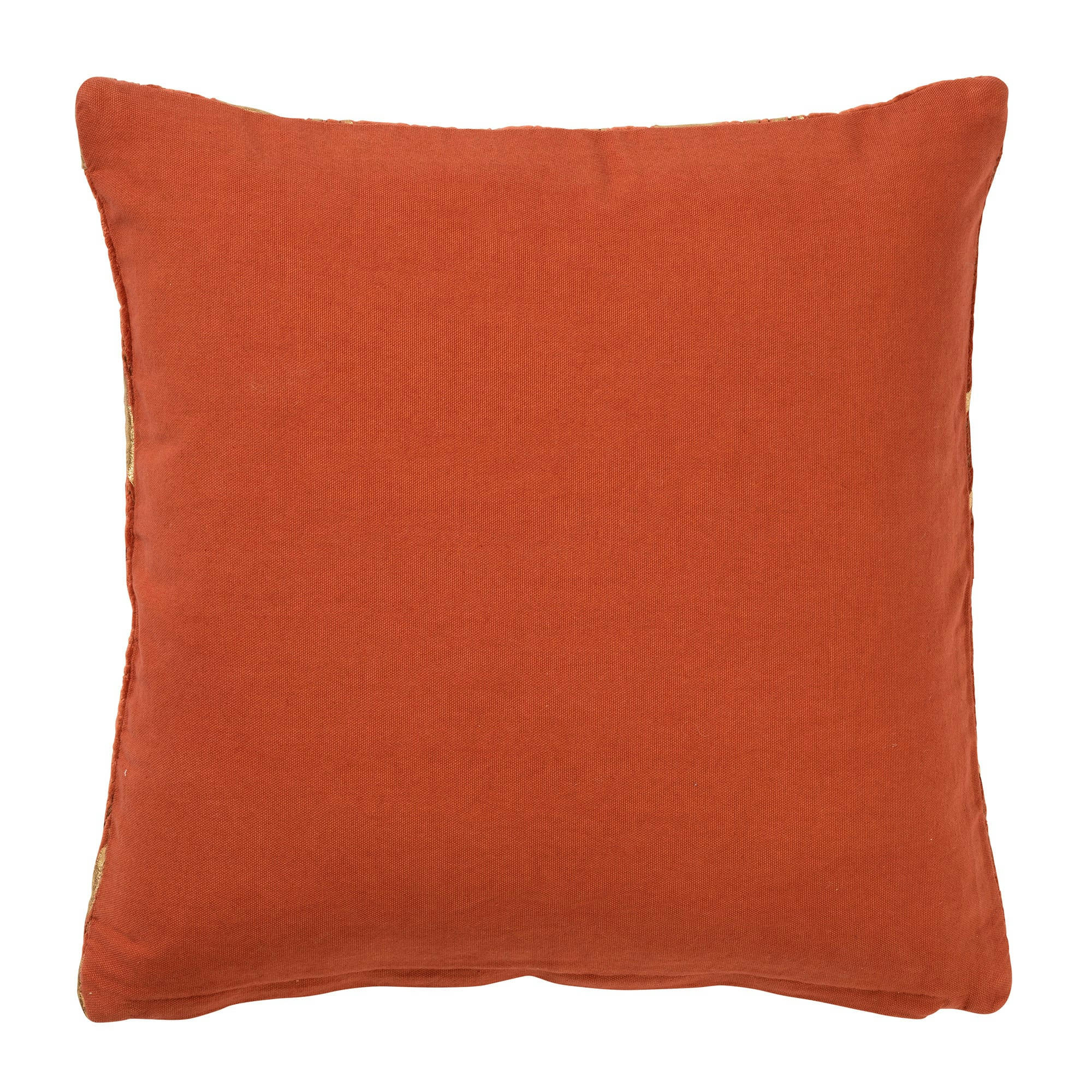 MABELLE - Coussin orange en velours 45x45 cm avec motif fleuri