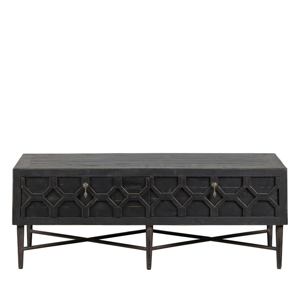 BEQUEST - Table basse en ancien bois de pin noir