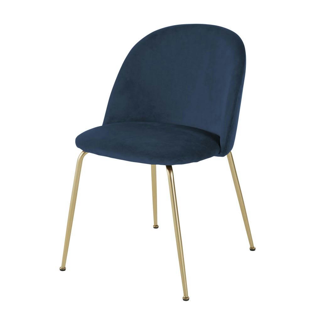 Ginette - Chaise en velours bleu foncé