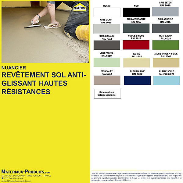 Mortier époxy réparation rapide trafic hautes performances Kit de 2,5 Kg Gris Béton RAL 7040 - MORTI185 - MATPRO