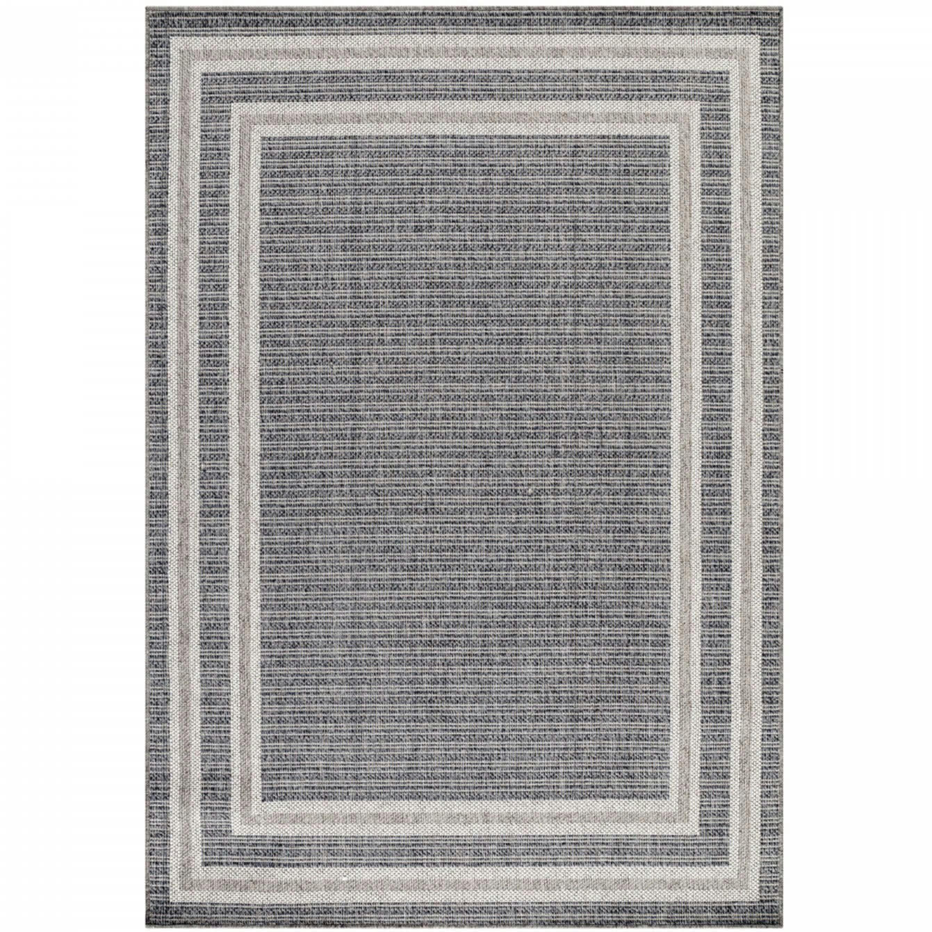 TOPO - Tapis extérieur tissé plat gris et greige 80x150cm