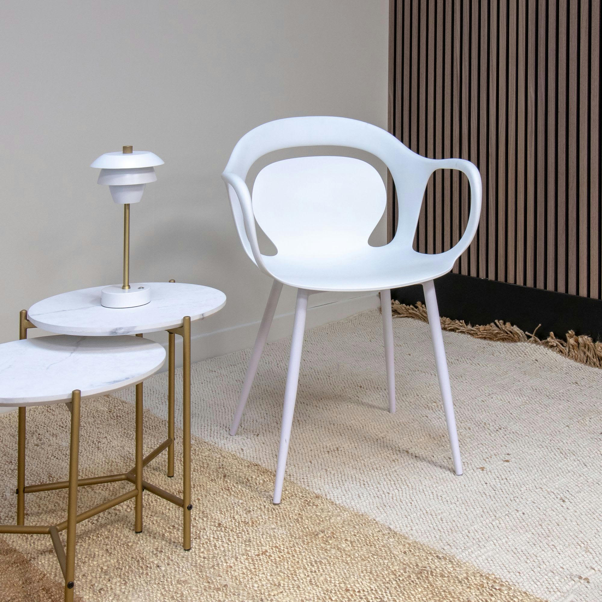 ALAN - Lot de 4 fauteuils de table en polypropylène blanc mat