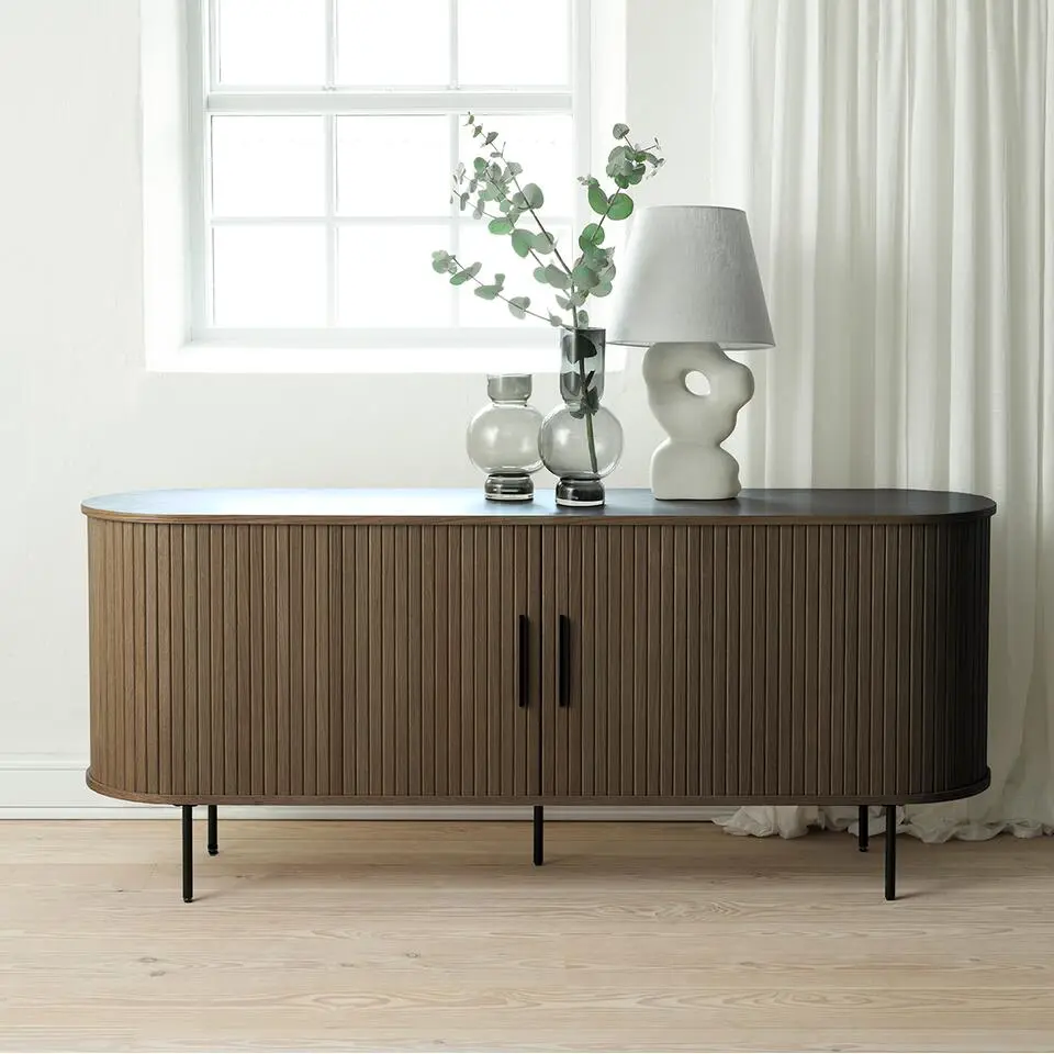 Olivine Lenn Dressoir Gerookt Eiken - Hout - Schuifdeuren - B 180 cm