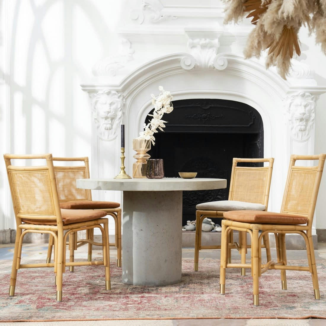 RIVIERA - Chaise rotin et velours